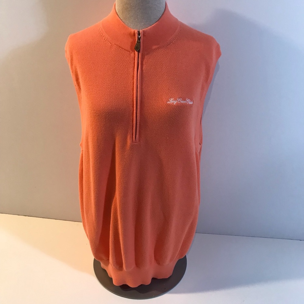 Donald Ross 1/2 Zip Orange Sport Fit 100% Cotton Sweater Vest Size L